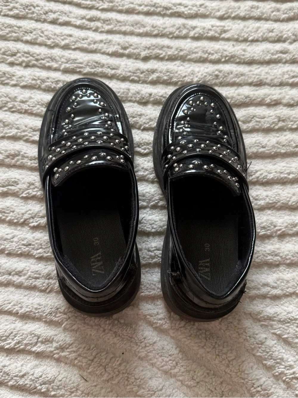 Zara Kids Black Studded Chunky Loafers US 12 Y2K Punk Grunge